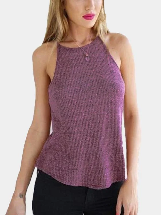 Custom Crew Neck Sleeveless Pink Camis