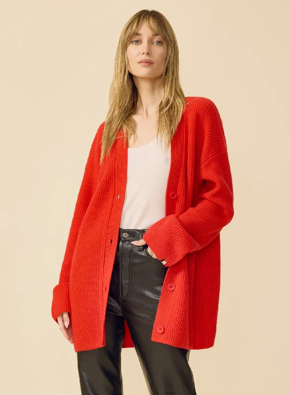 Pacific Cashmere Cardigan - Scarlet