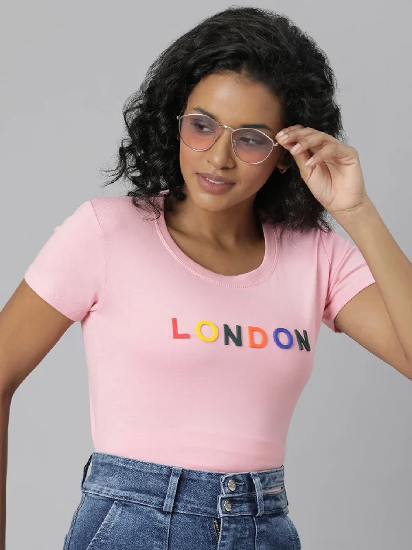 Women Pink Typography T Shirt