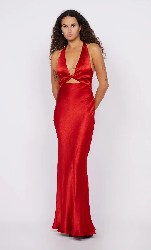 SABIA TWIST DRESS - ROUGE