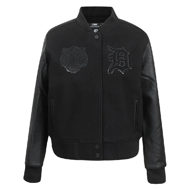 MLB DETROIT TIGERS TRIPLE BLACK WOMEN'S WOOL VARSITY JACKET (TRIPLE BLACK WOMEN'S)