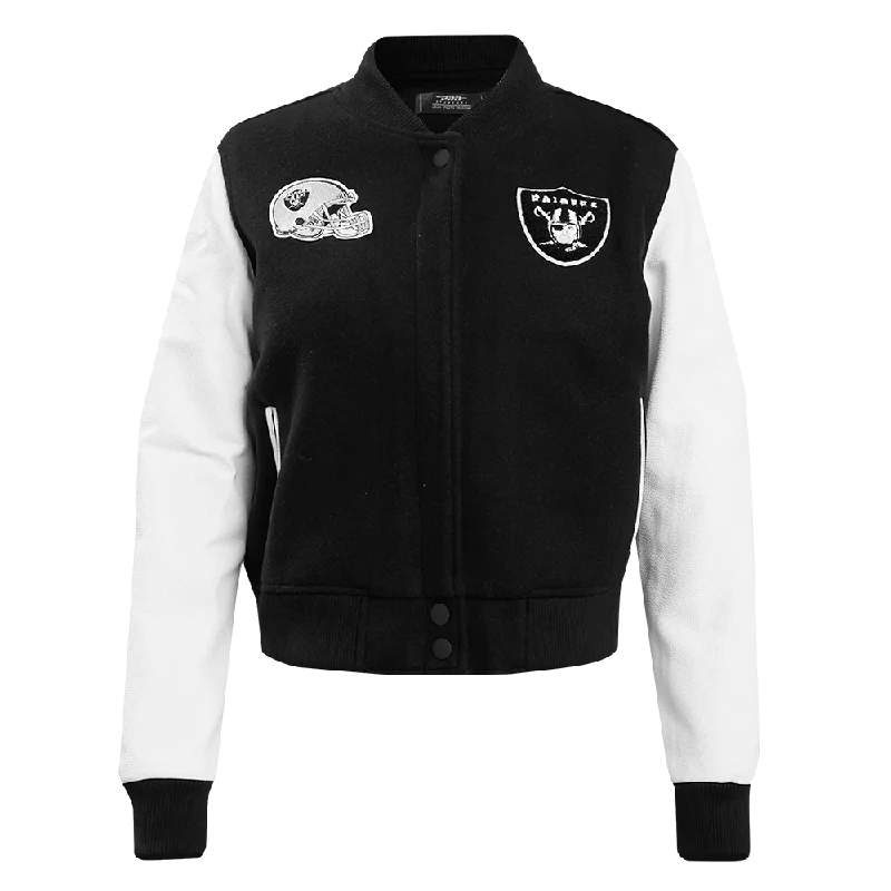 NFL LAS VEGAS RAIDERS CLASSIC WOOL WOMEN'S VARSITY JACKET (BLACK/WHITE)