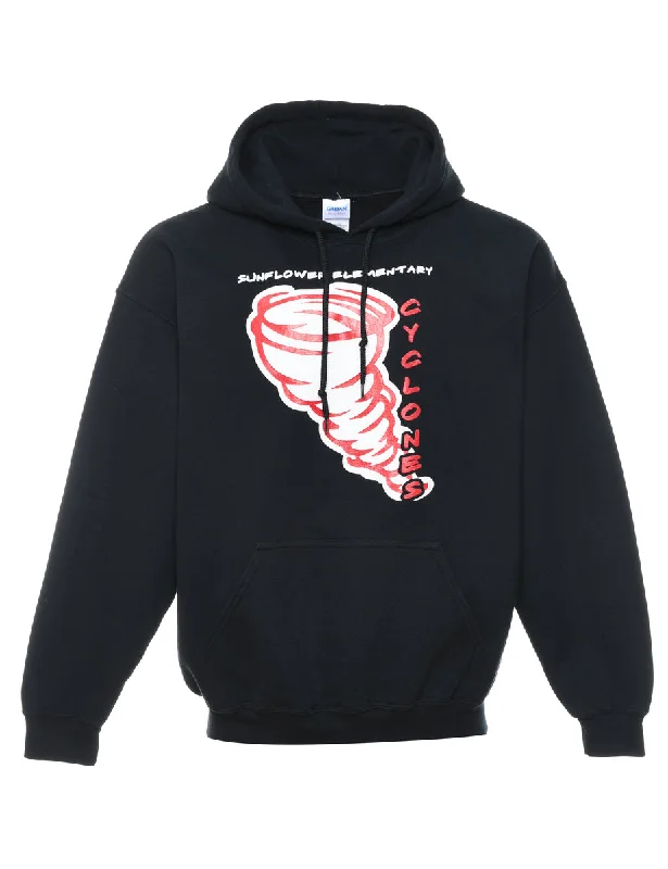 Red & Black Printed Hoodie - L