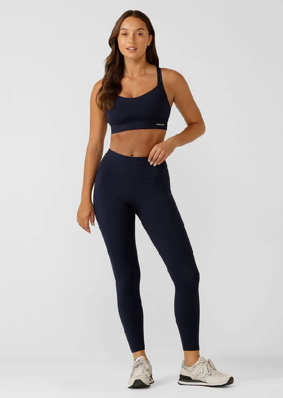 Lorna Jane Reactive No Ride Phone Pocket Ankle Biter Leggings - French Navy