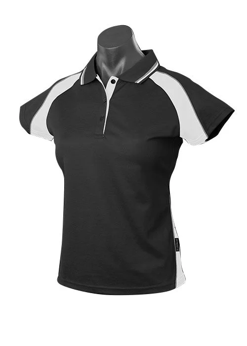 Ladies Panorama Golf Polo - Black/White/Ashe