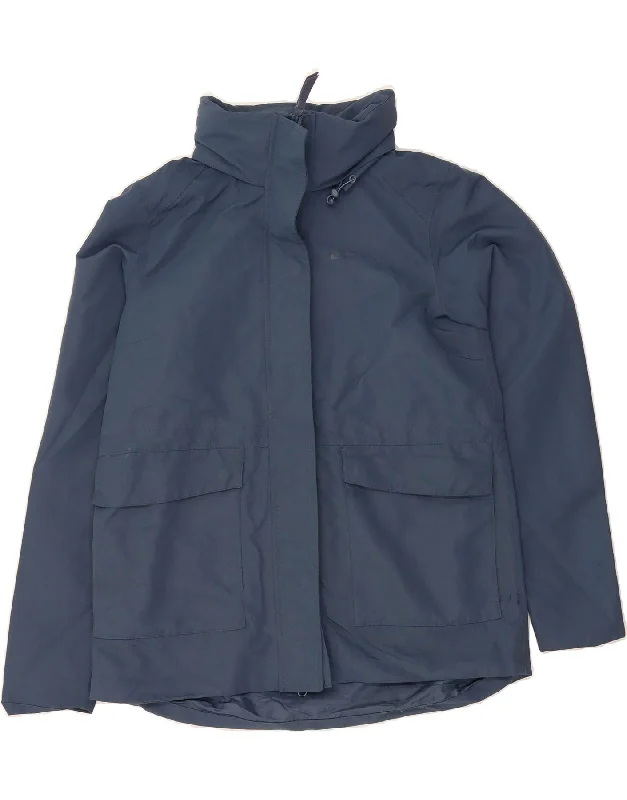 MOUNTAIN WAREHOUSE Womens Hooded Rain Jacket UK 12 Medium Navy Blue