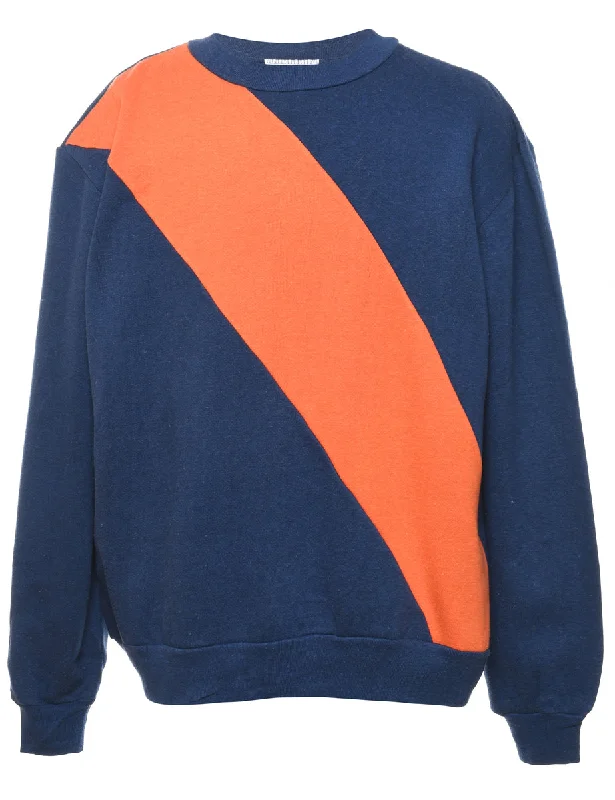 Navy & Orange Contrast Sweatshirt - XL