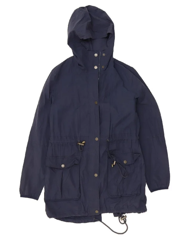 FAT FACE Womens Hooded Parka Jacket UK 10 Small  Navy Blue Nylon