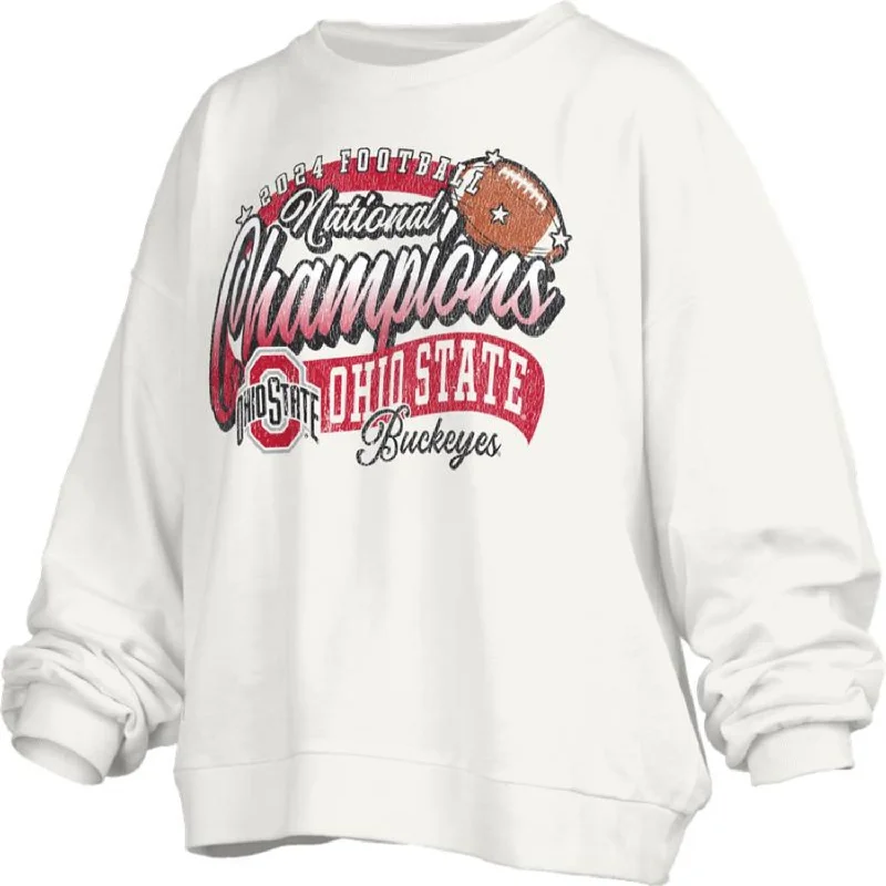 Ladies Ohio State Buckeyes Pressbox National Champs Crewneck Sweatshirt