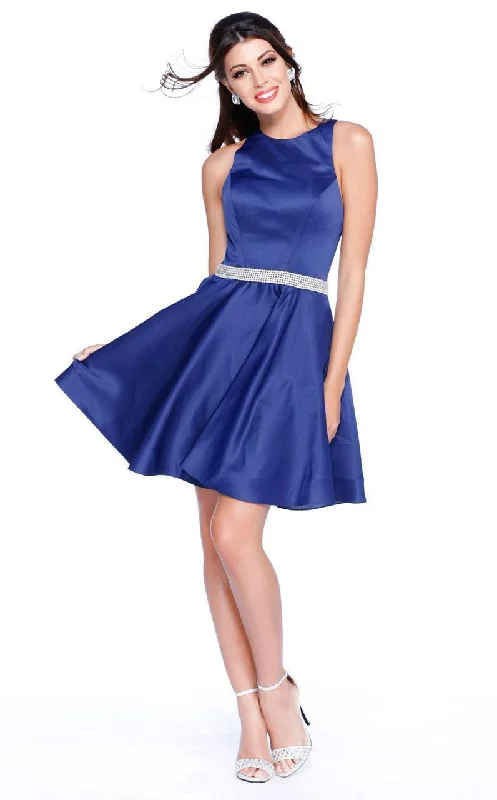 Shail K 4018 Sleeveless Jeweled Waist Cocktail Dress - 1 Pc. Navy in size 2 Available