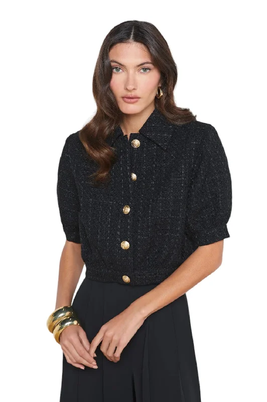 Cove Cropped Tweed Jacket - Black