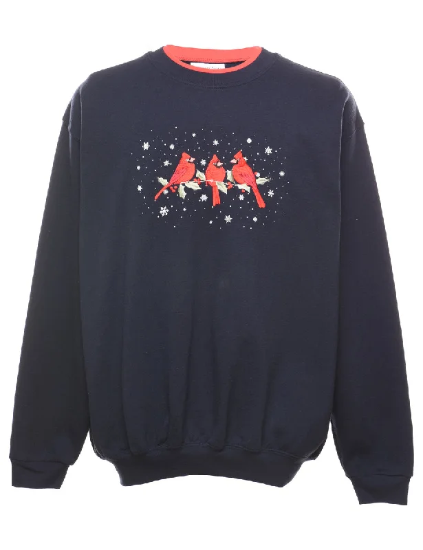 Navy Embroidered Sweatshirt - XXL