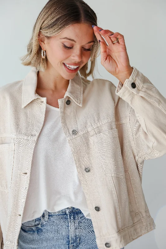 FINAL SALE - Practical Charm Off White Denim Jacket