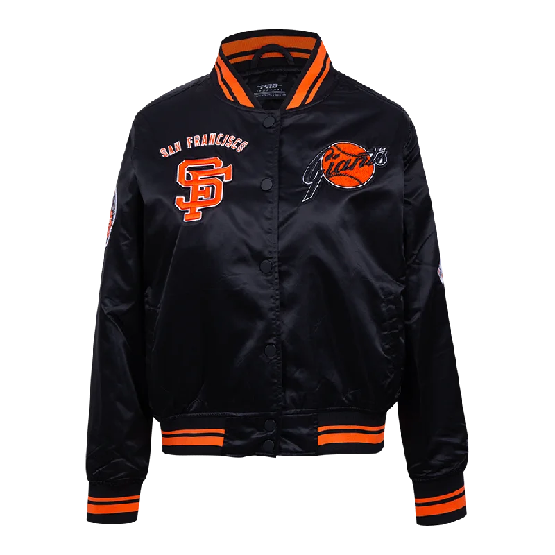 MLB SAN FRANCISCO GIANTS RETRO CLASSIC WOMEN'S RIB SATIN JACKET (BLACK/ORANGE)