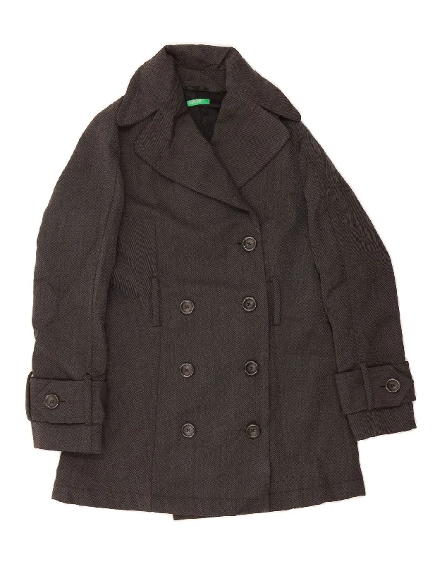 BENETTON Womens Pea Coat IT 42 Medium Grey