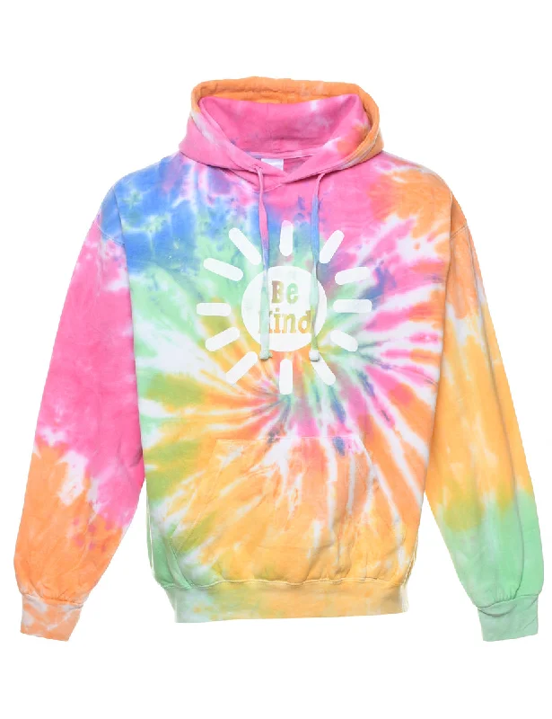 Tie-dye Multi-Colour Be Kind Printed Hoodie - L