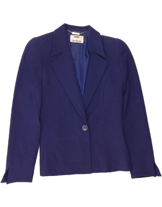 RENATO BALESTRA Womens 1 Button Blazer Jacket IT 42 Medium Navy Blue Wool