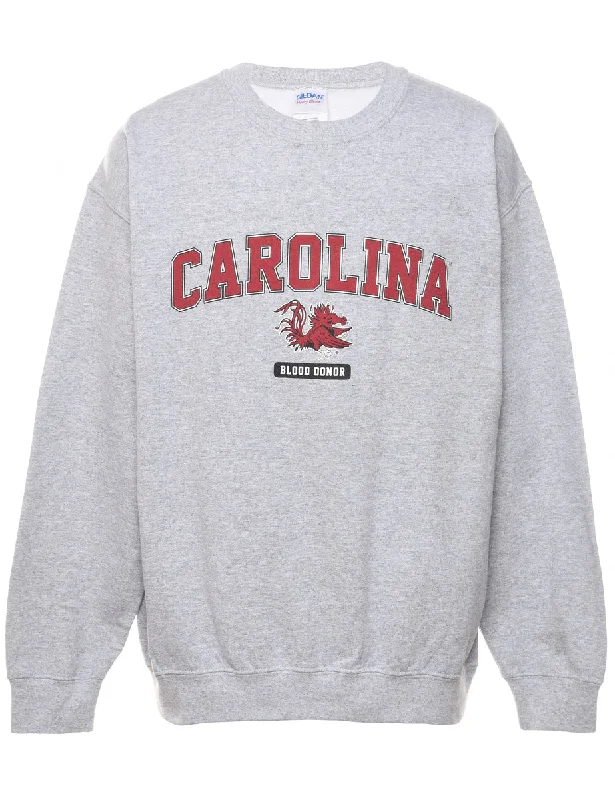 Marl Grey & Maroon Carolina Design Sweatshirt - M