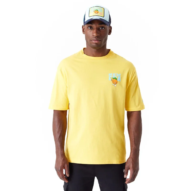 New Era Pool Party Fruit Graphic Yellow Oversized T-Shirt