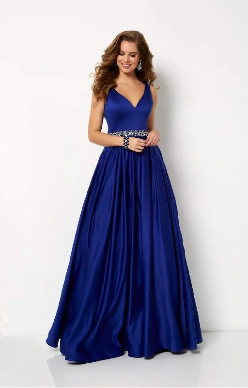 Studio 17 Sleeveless V-Neck Satin A-Line Gown 12654