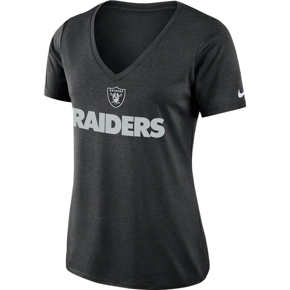 OAKLAND RAIDERS NIKE WOMEN DRI-FIT V-NECK TEE-GREY