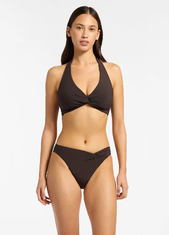 Jetset D-DD Twist Front Bikini Top - Chocolate