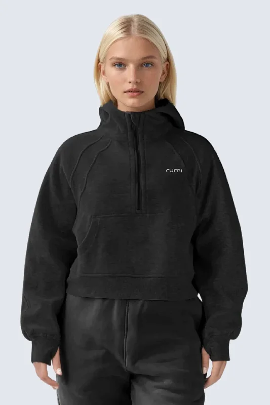 W MoonSweat Shirt Mock Oversized + Hoodie - Black