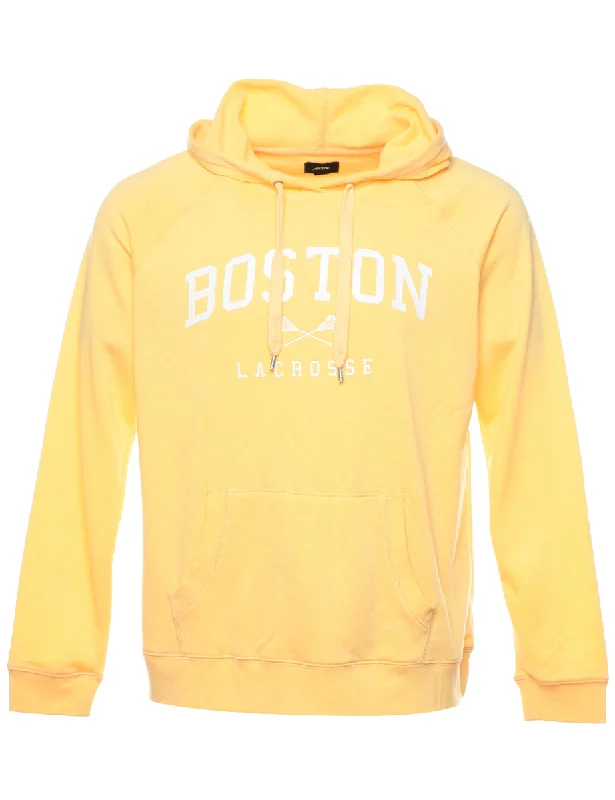 Yellow & White Boston Printed Hoodie - L