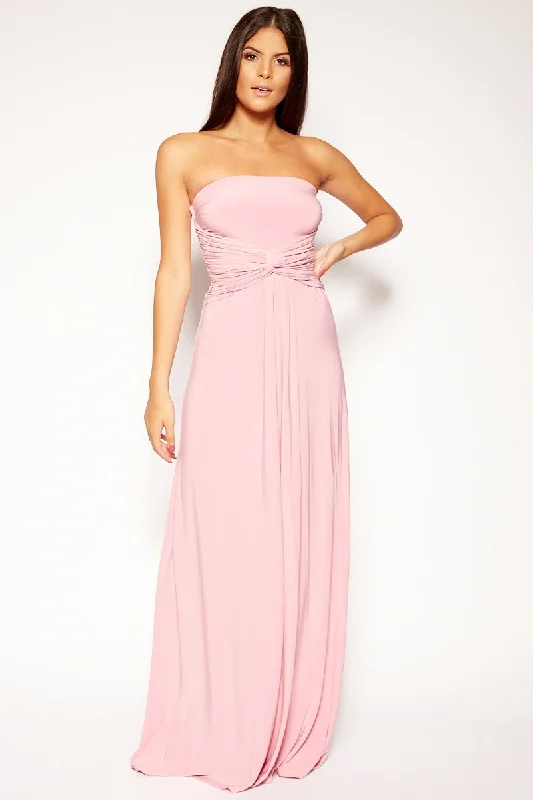 Leliana - Pink Bandeau Jersey Maxi Dress