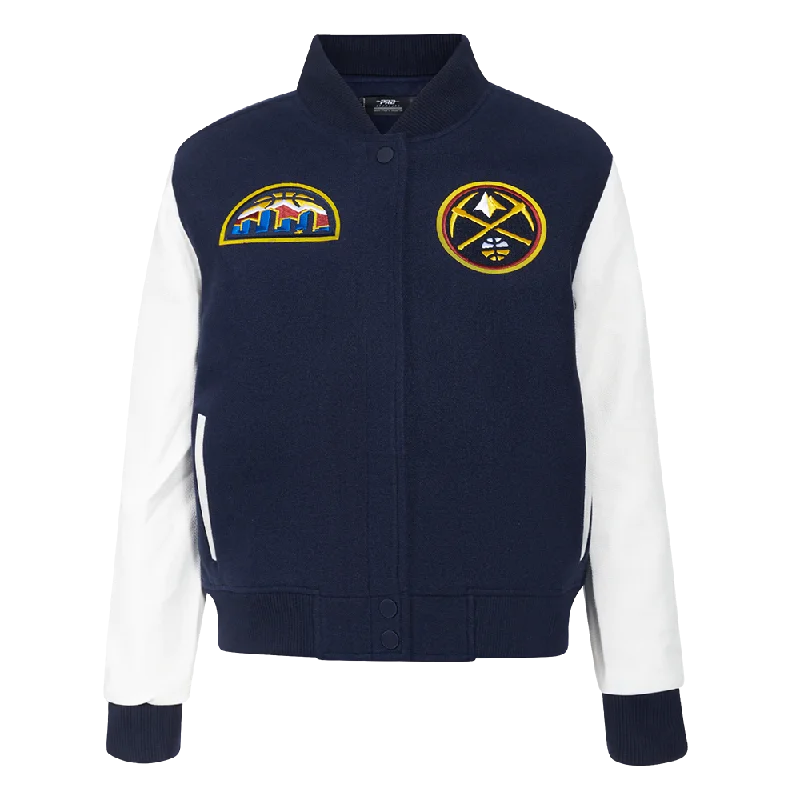 NBA DENVER NUGGETS CLASSIC WOMEN'S WOOL VARSITY JACKET (MIDNIGHT NAVY/WHITE)