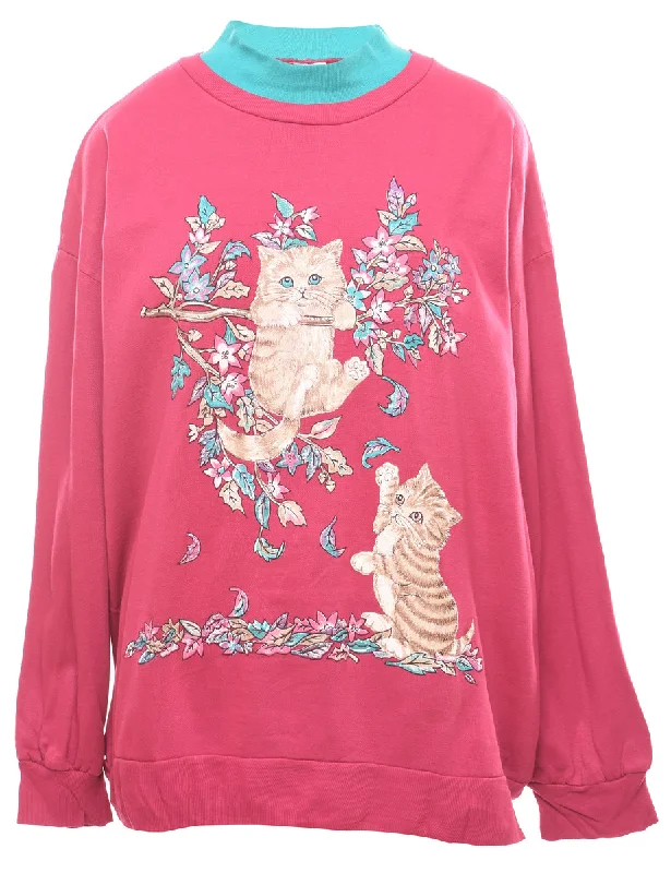 Cat Print Animal Sweatshirt - XL