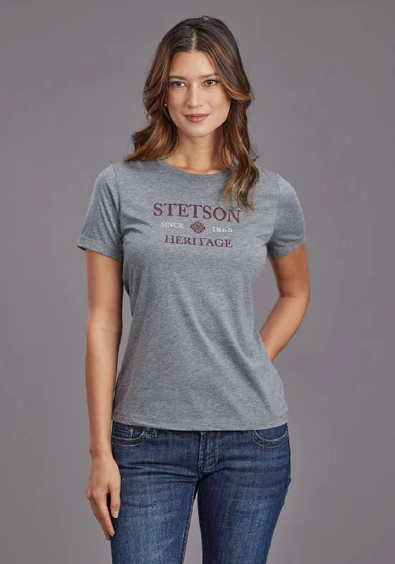 Stetson Womens Heritage Aztec Grey Cotton Blend S/S T-Shirt