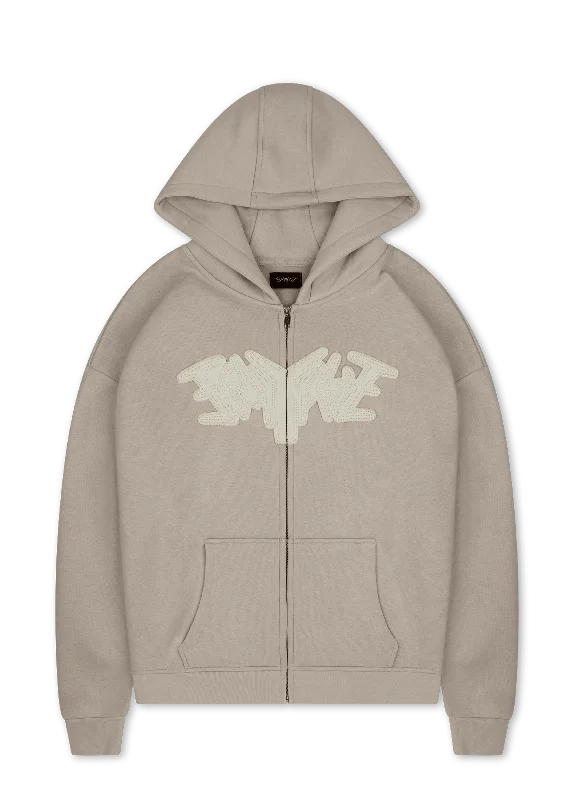 PATCH ZIP HOODIE SAND